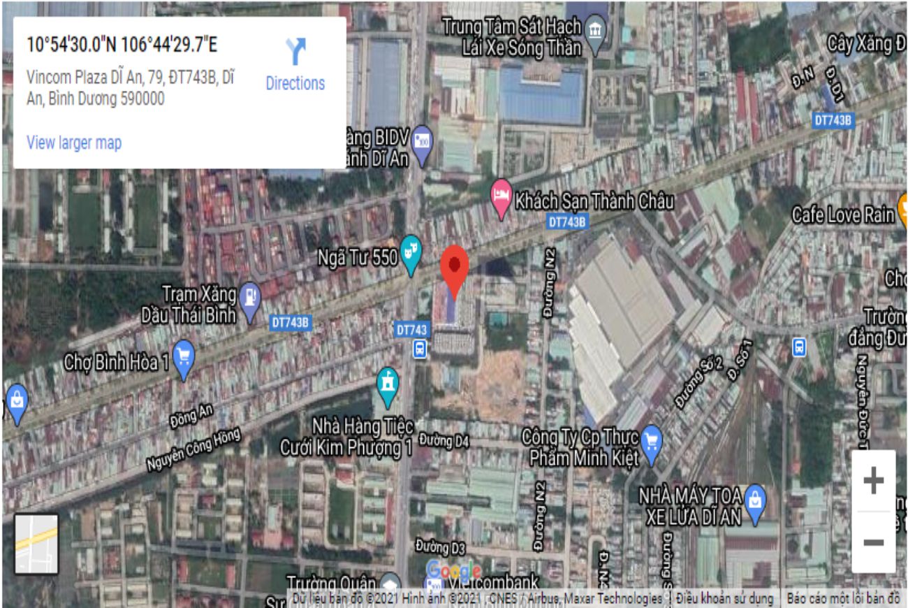 Vị trí vincom  Dĩ An