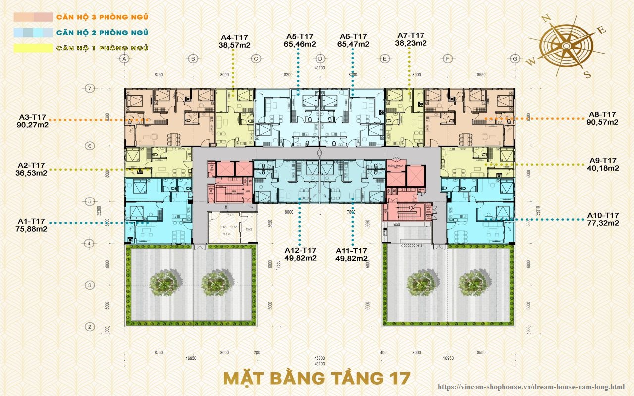 Mặt Bằng Căn Hộ Dream house Cần Thơ Tầng 17