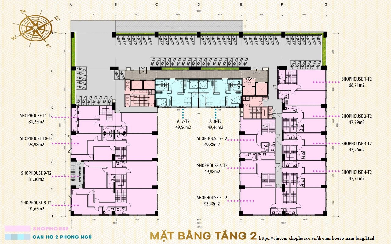 Mặt Bằng Căn Hộ Dream house Cần Thơ Tầng 2