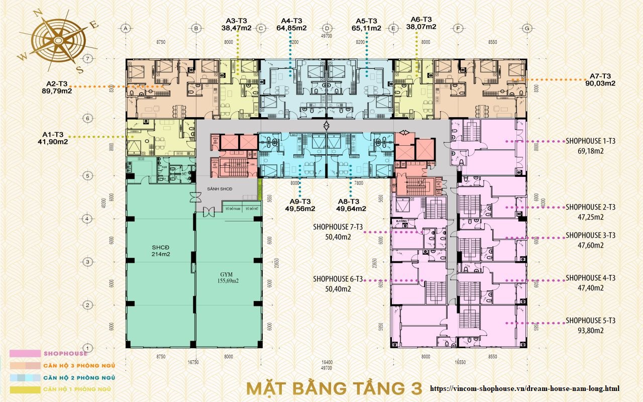 Mặt Bằng Căn Hộ Dream house Cần Thơ Tầng 3