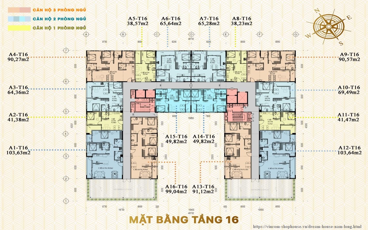 Mặt Bằng Căn Hộ Dream house Cần Thơ Tầng 16