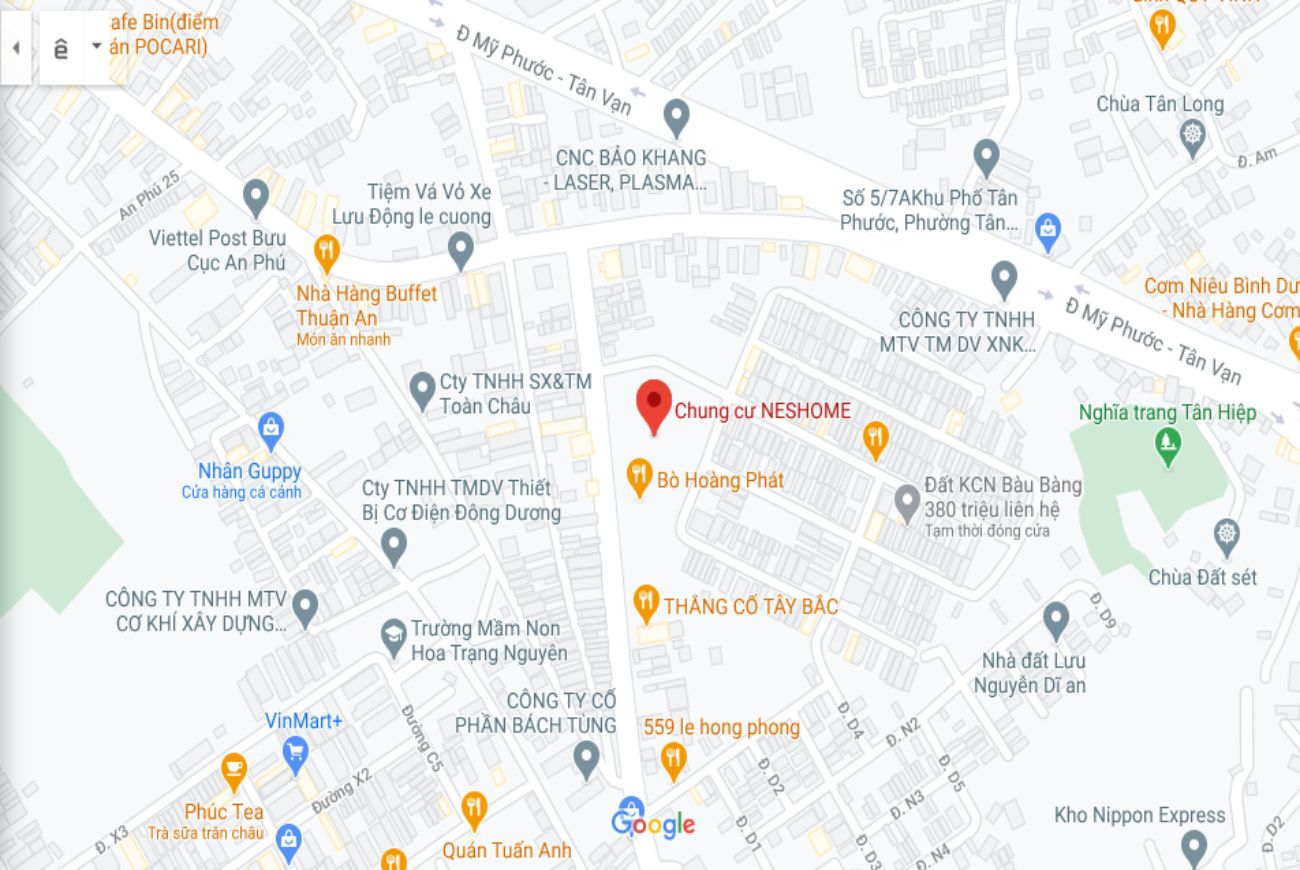 Vị trí Neshome Dĩ An Bình Dương