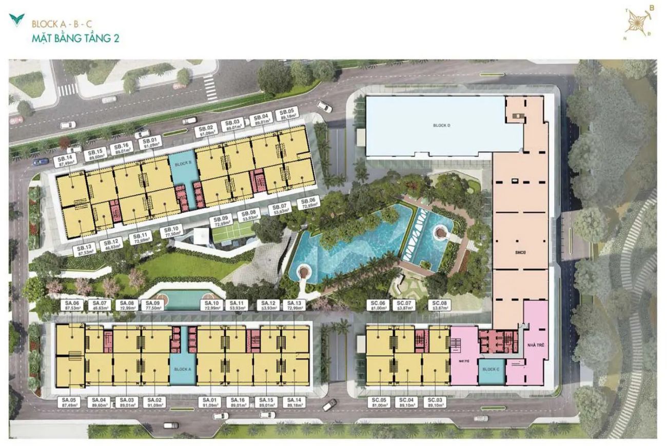 Mặt bằng chi tiết tầng 2 Lavita Thuận An