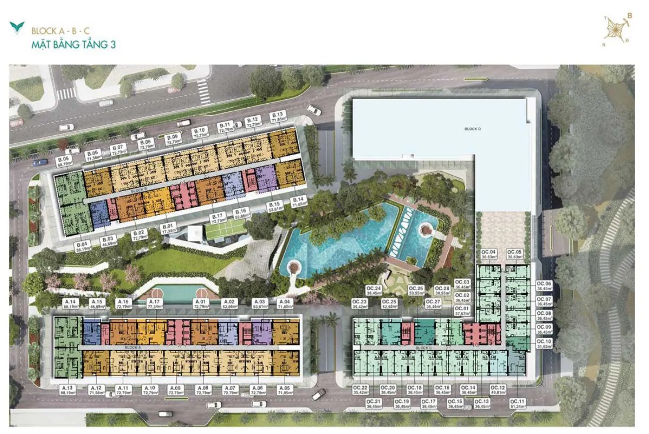 Mặt bằng chi tiết tầng 3 Lavita Thuận An