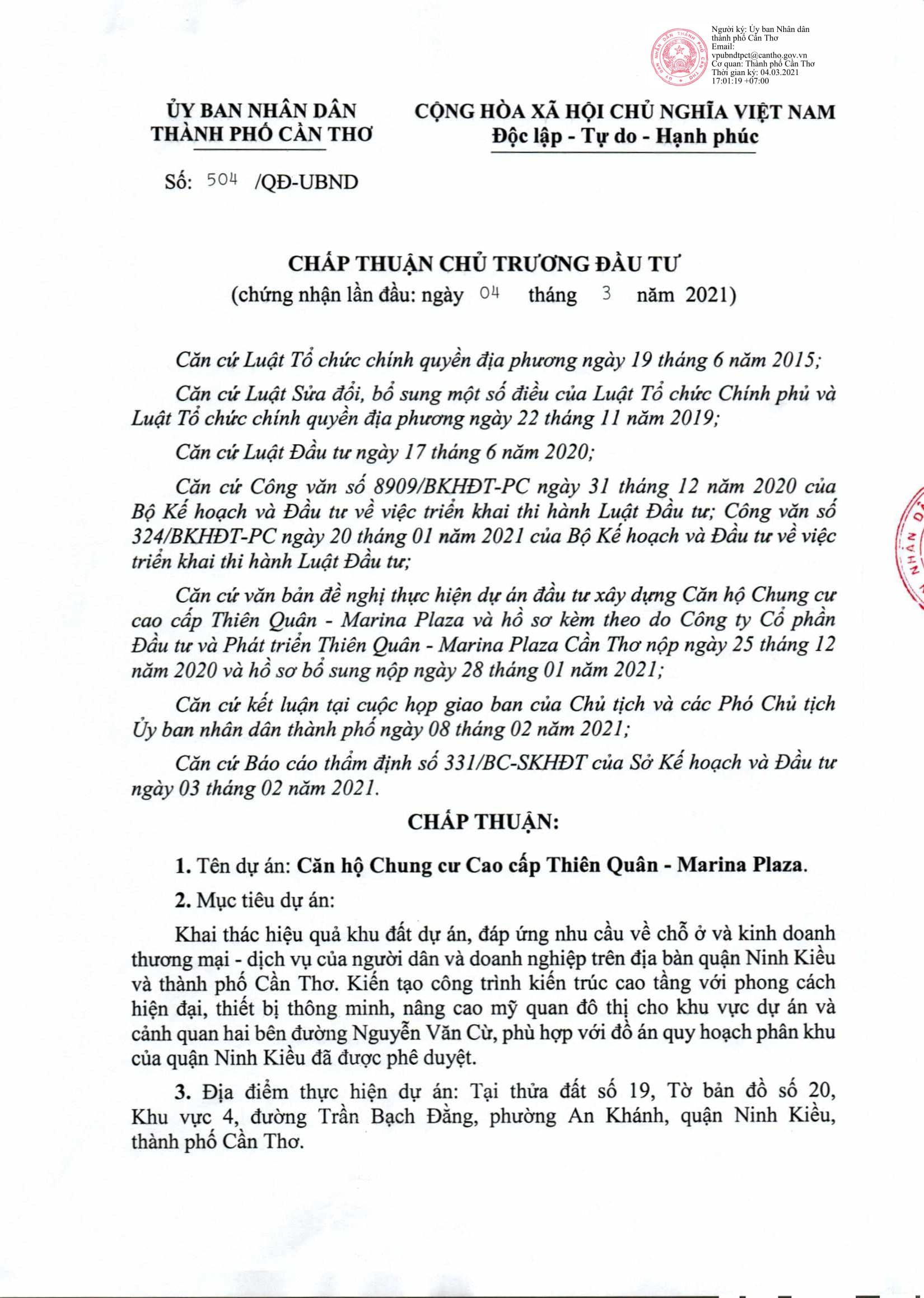 Pháp Lý Căn Hộ Thiên Quân Marina Plaza