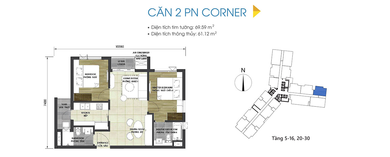 Thiết kế chi tiết căn hộ 2 phòng ngủ dự án D-Homme Quận 6 đường Hồng Bàng