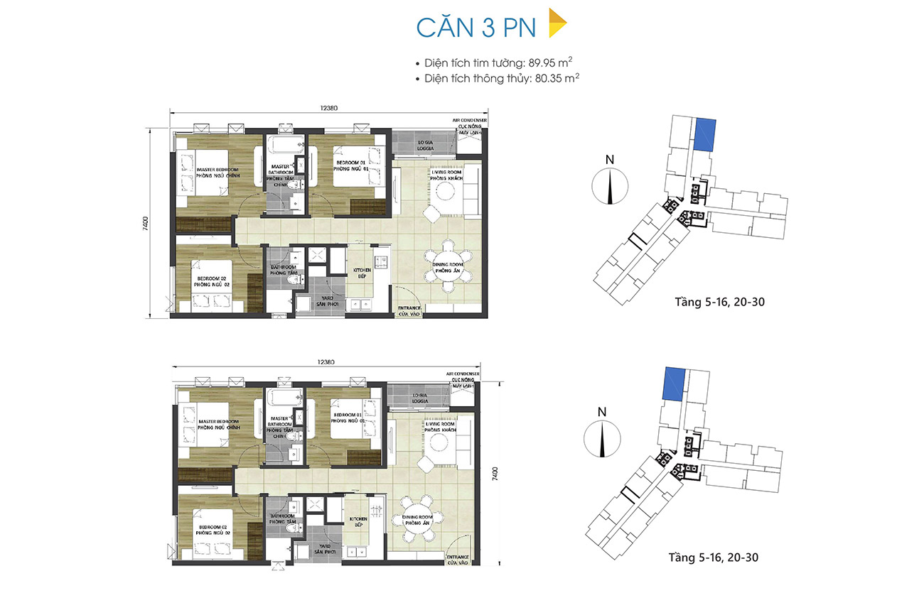 Thiết kế chi tiết căn hộ 3 phòng ngủ dự án D-Homme Quận 6 đường Hồng Bàng