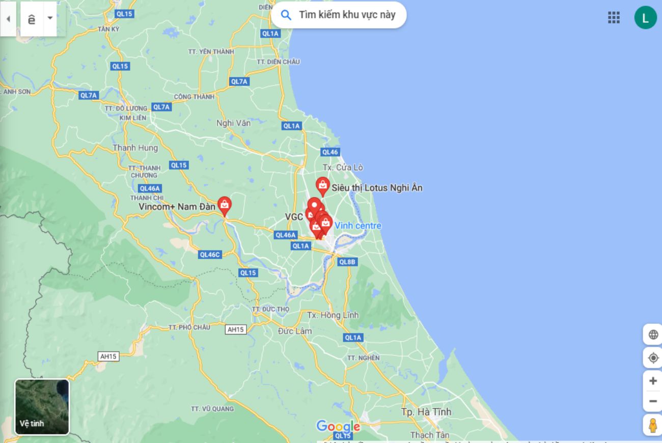 Vị trí Vincom Vinh Nghệ An 