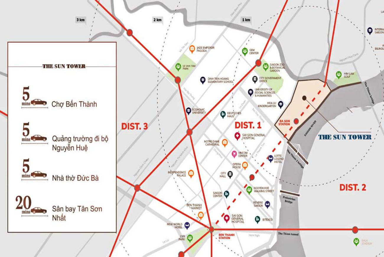 Vị trí căn hộ The Sun Tower Capitaland Quận 1