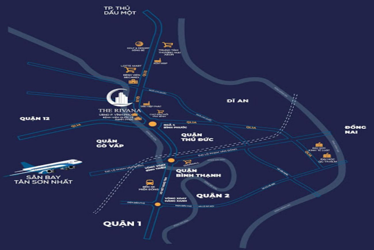 Vị trí căn hộ The Rivana Bình Dương