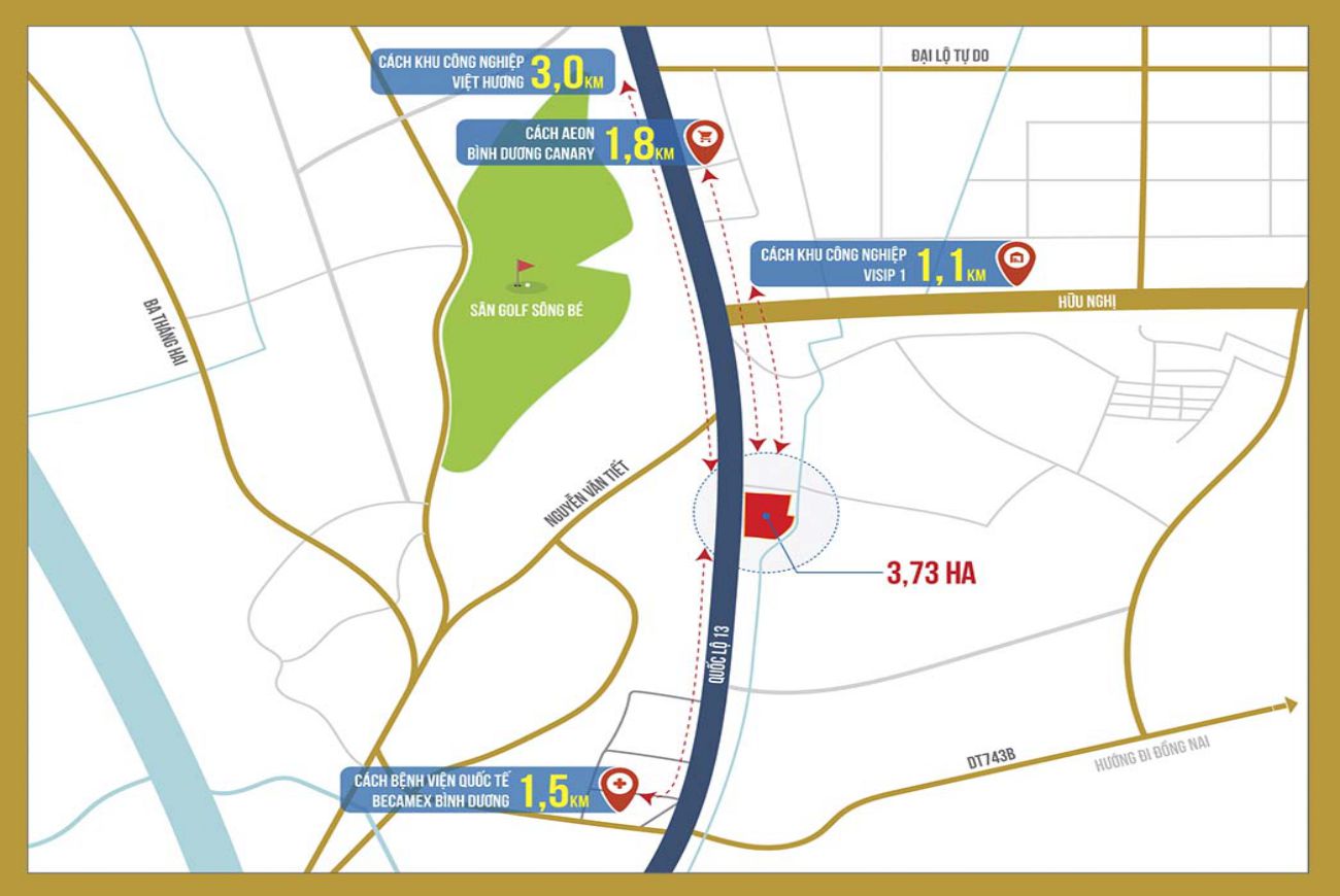 Vị trí căn hộ Astral City Bình Dương