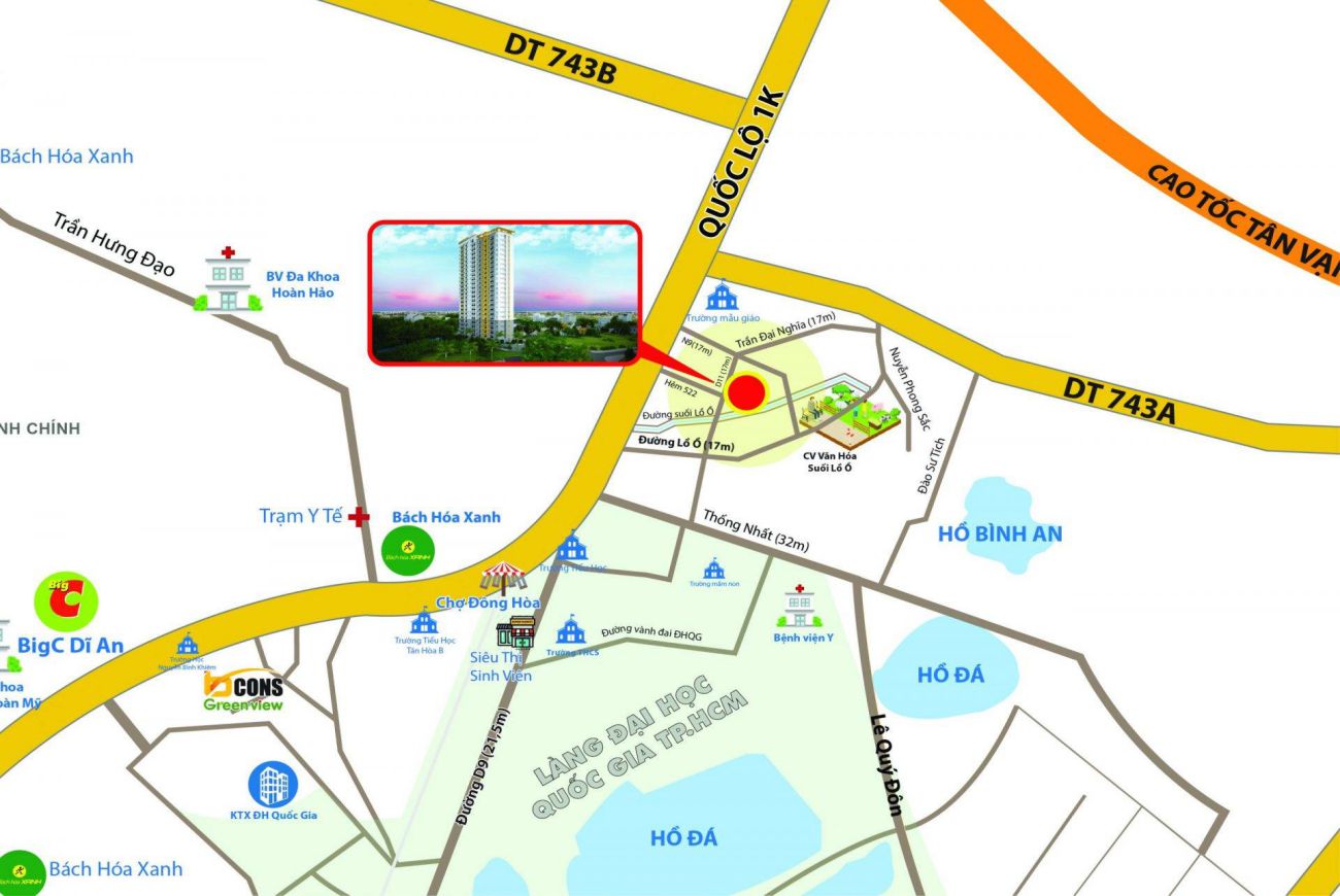 Vị trí căn hộ Bcons Bee Bình Dương