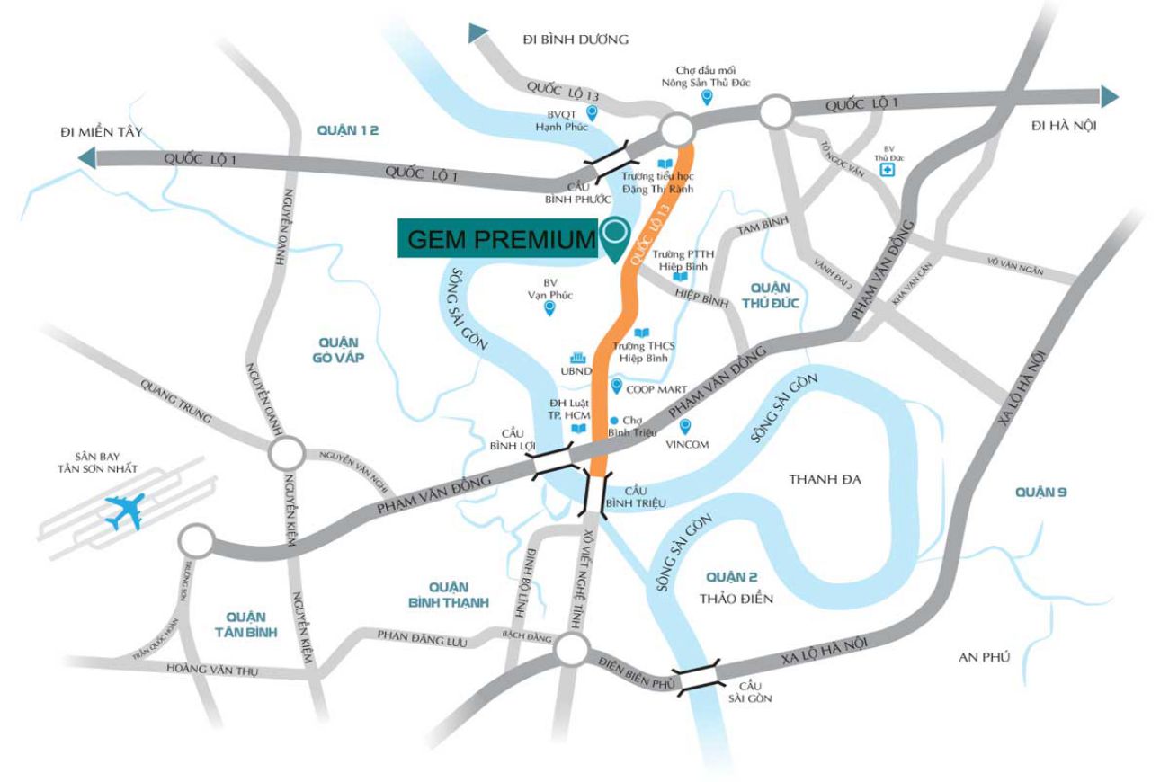 Vị trí căn hộ Gem Premium Thủ Đức