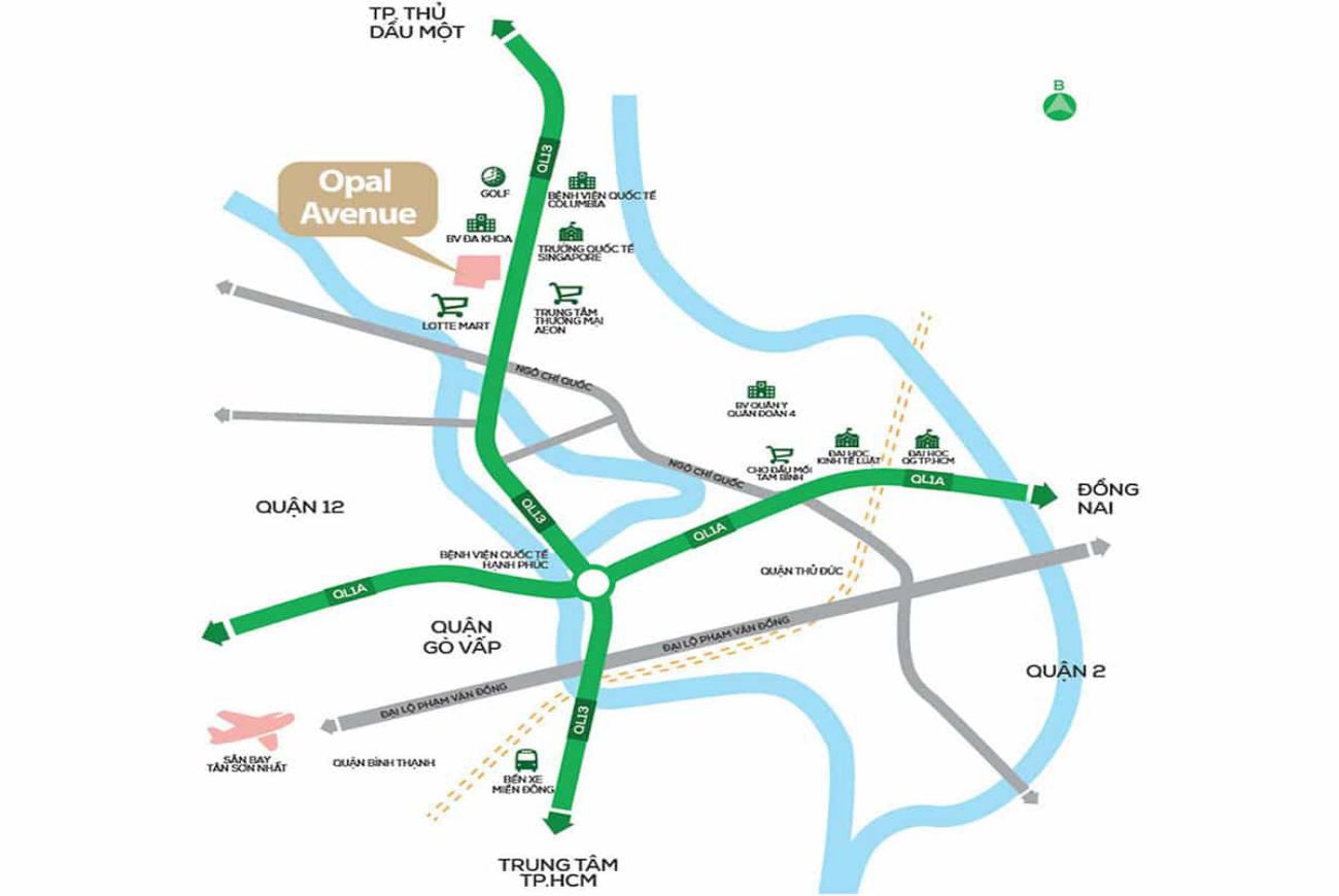 Vị trí căn hộ Opal Avenue Bình Dương