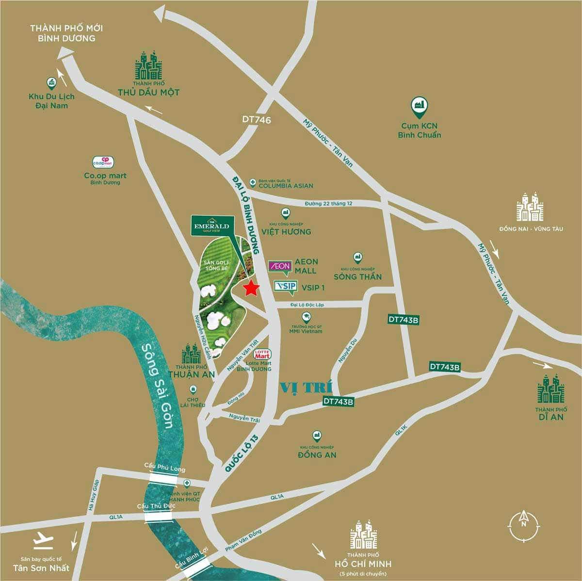 Vị trí căn hộ Gem Central Park Bình Dương