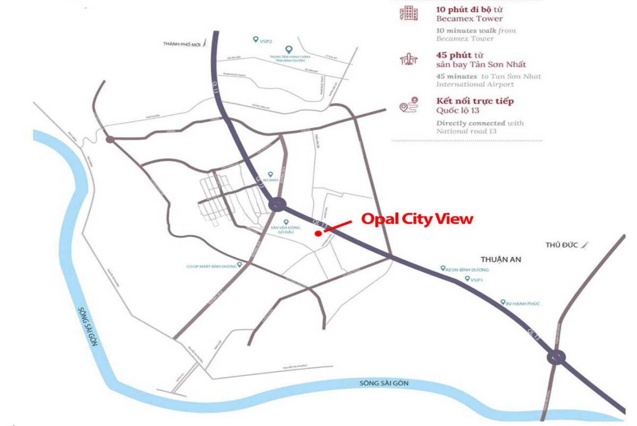Vị trí căn hộ Opal Cityview Bình Dương