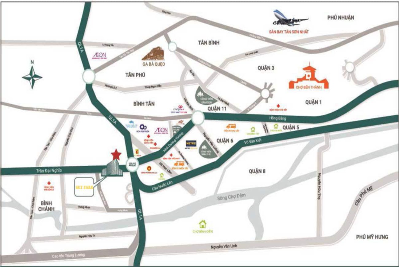 Vị trí căn hộ Sky Park Bình Chánh