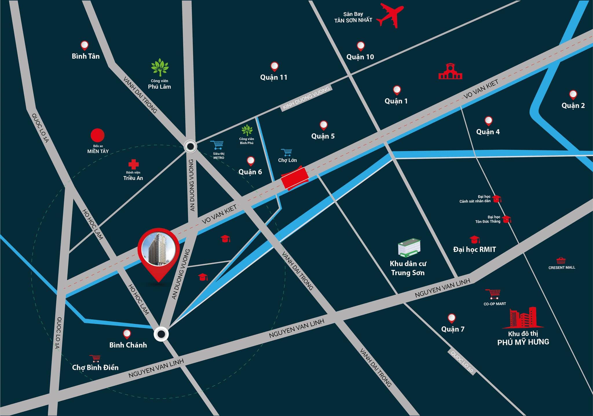 Vị trí căn hộ Stella Võ Văn Kiệt