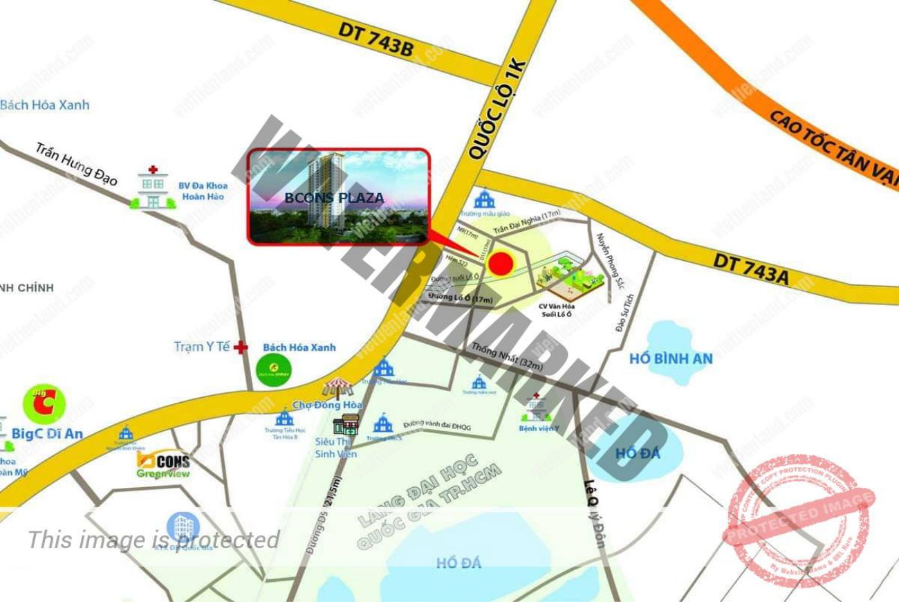 Vị trí Bcons Plaza Dĩ An