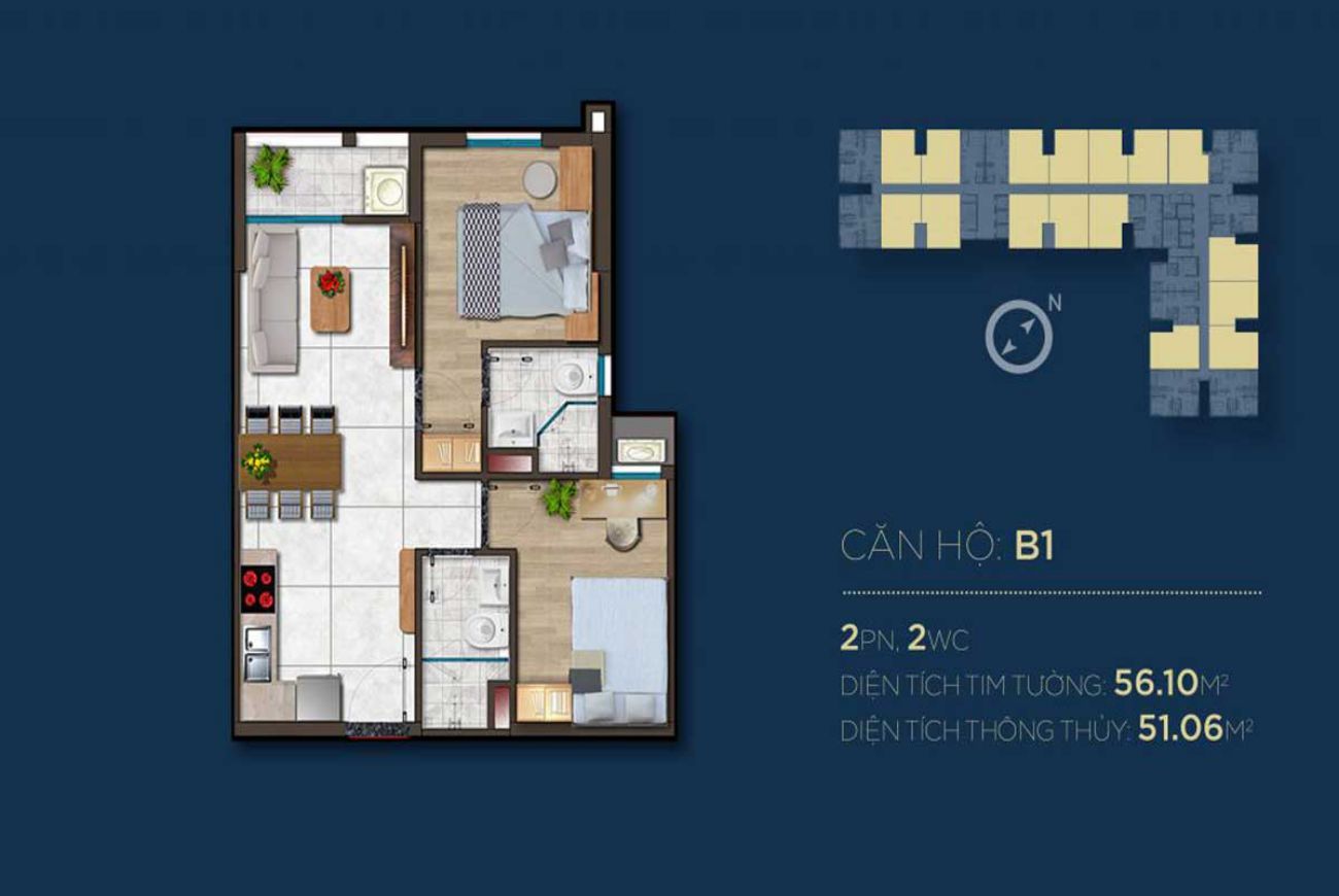 Thiết kế căn hộ Happy One Premier Thanh Lộc