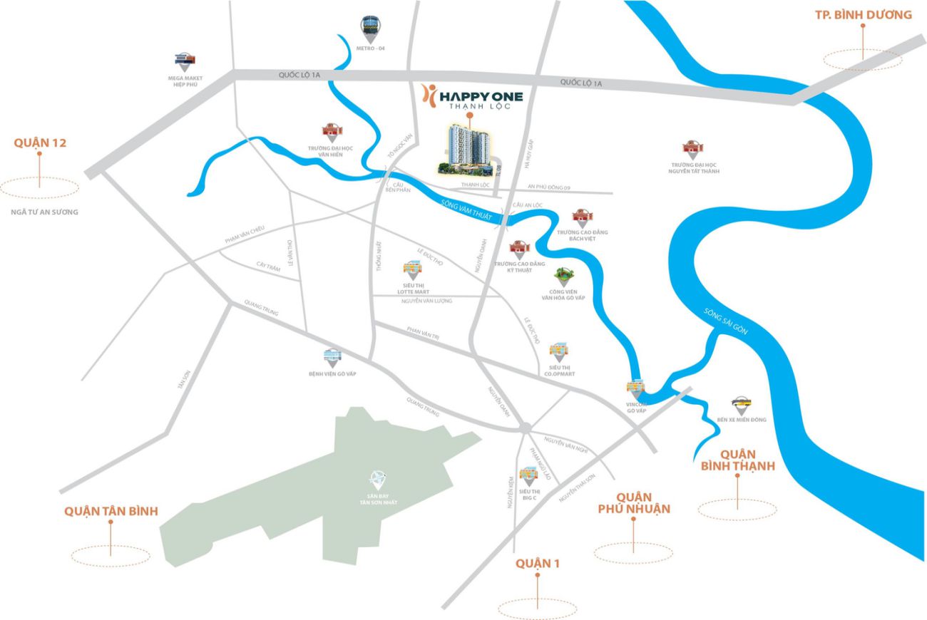 Vị trí căn hộ Happy One Premier Thanh Lộc