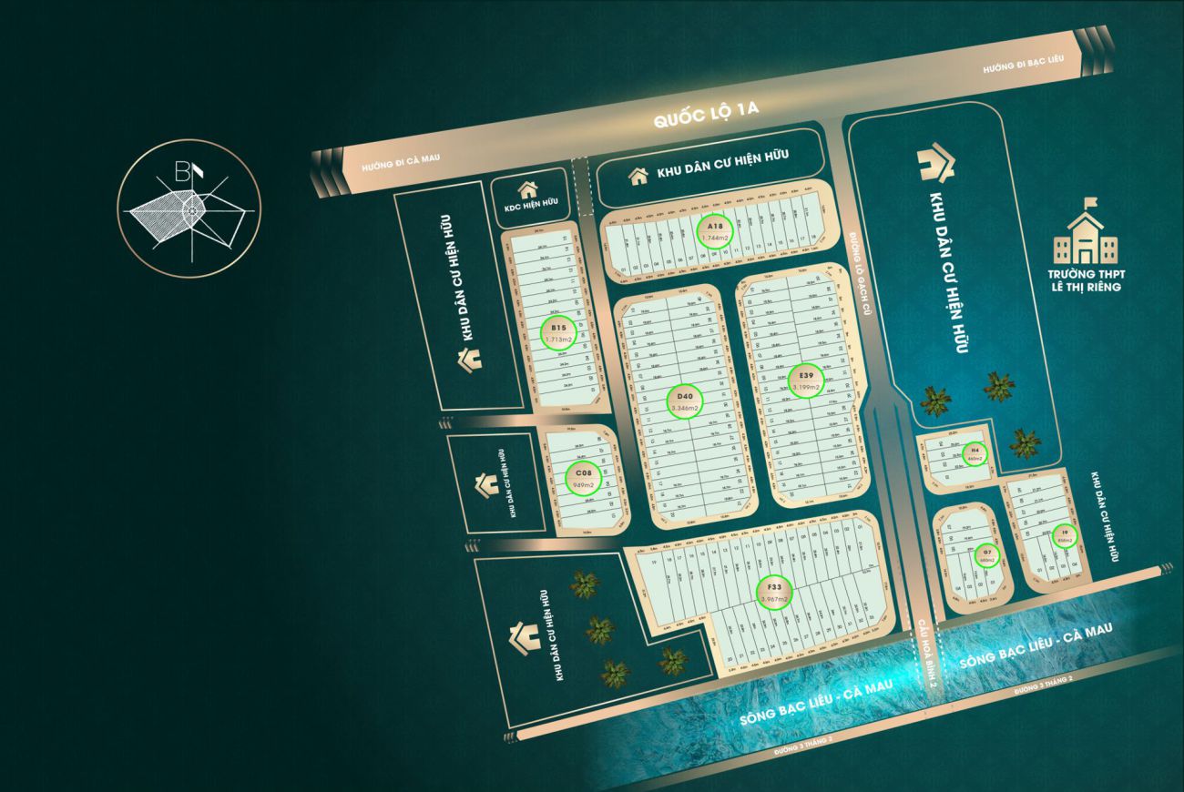 Mặt bằng phân lô của Khu dân cư Ven Sông Hòa Bình Bạc Liêu