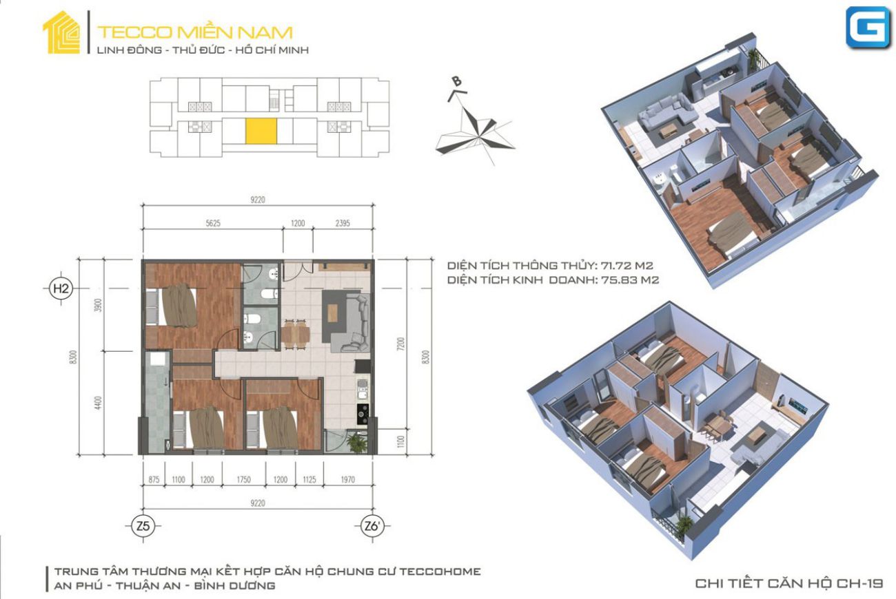 Thiết kế căn hộ Tecco Home An Phú