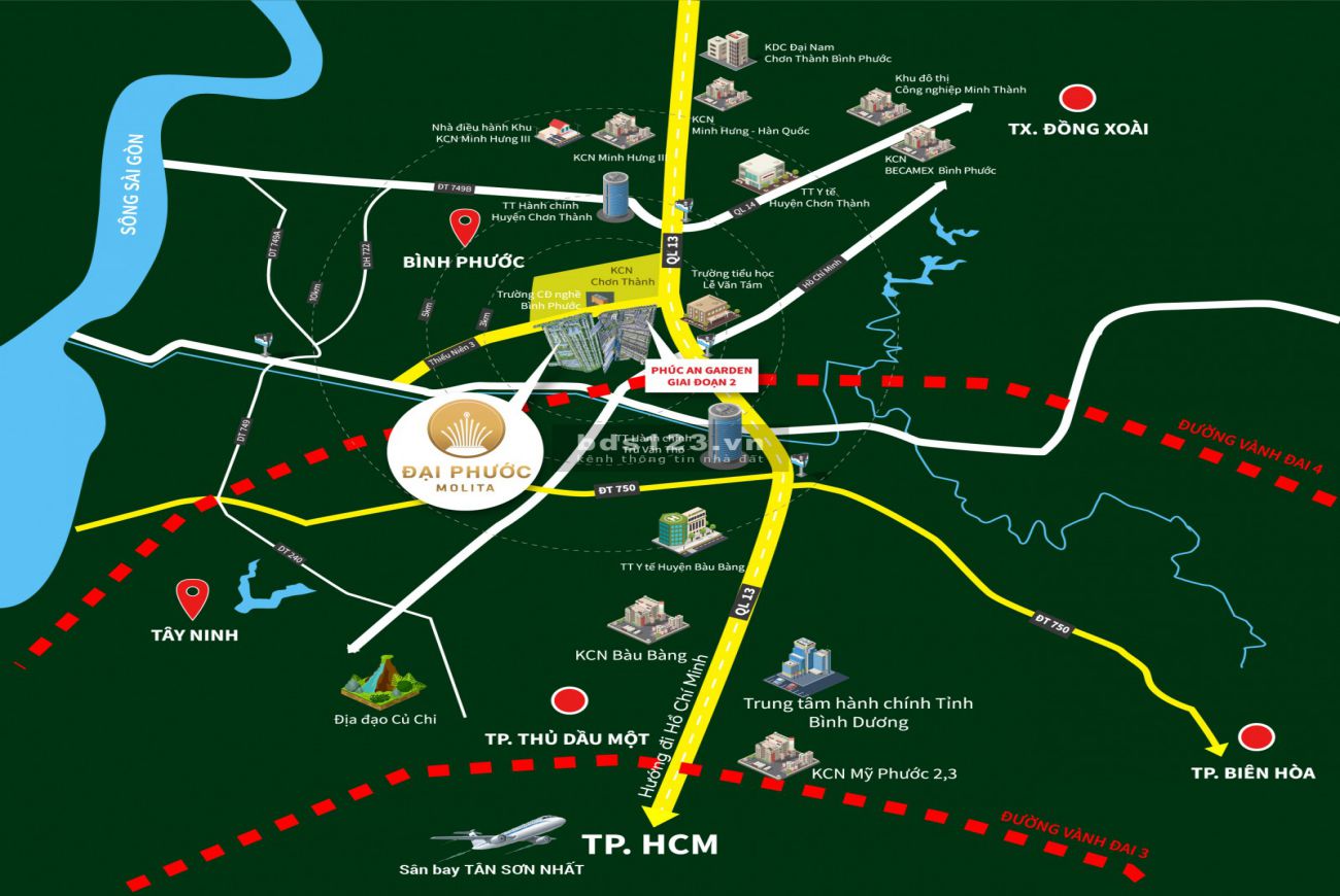 Vị trí Dự án Đại Phước Molita 