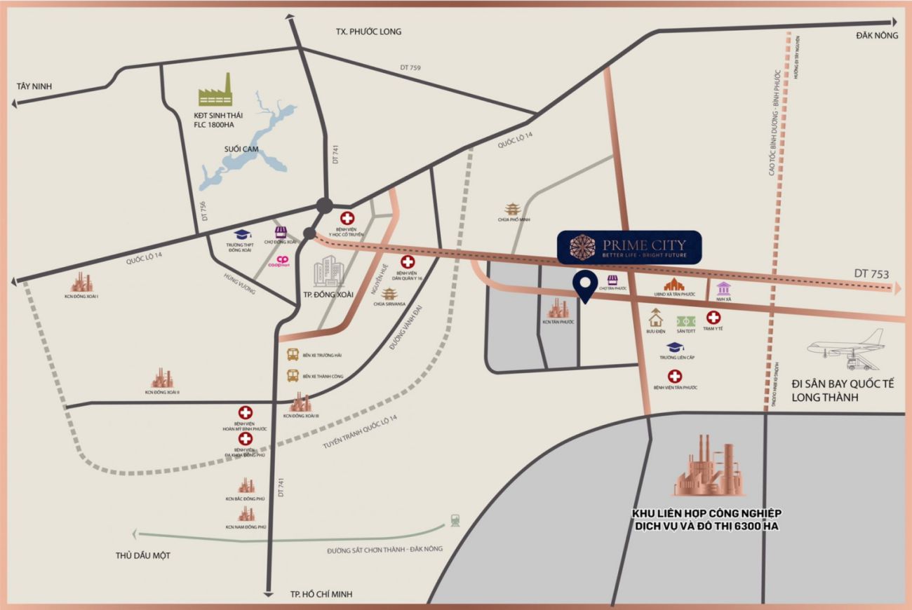 Vị trí Prime City Bình Phước