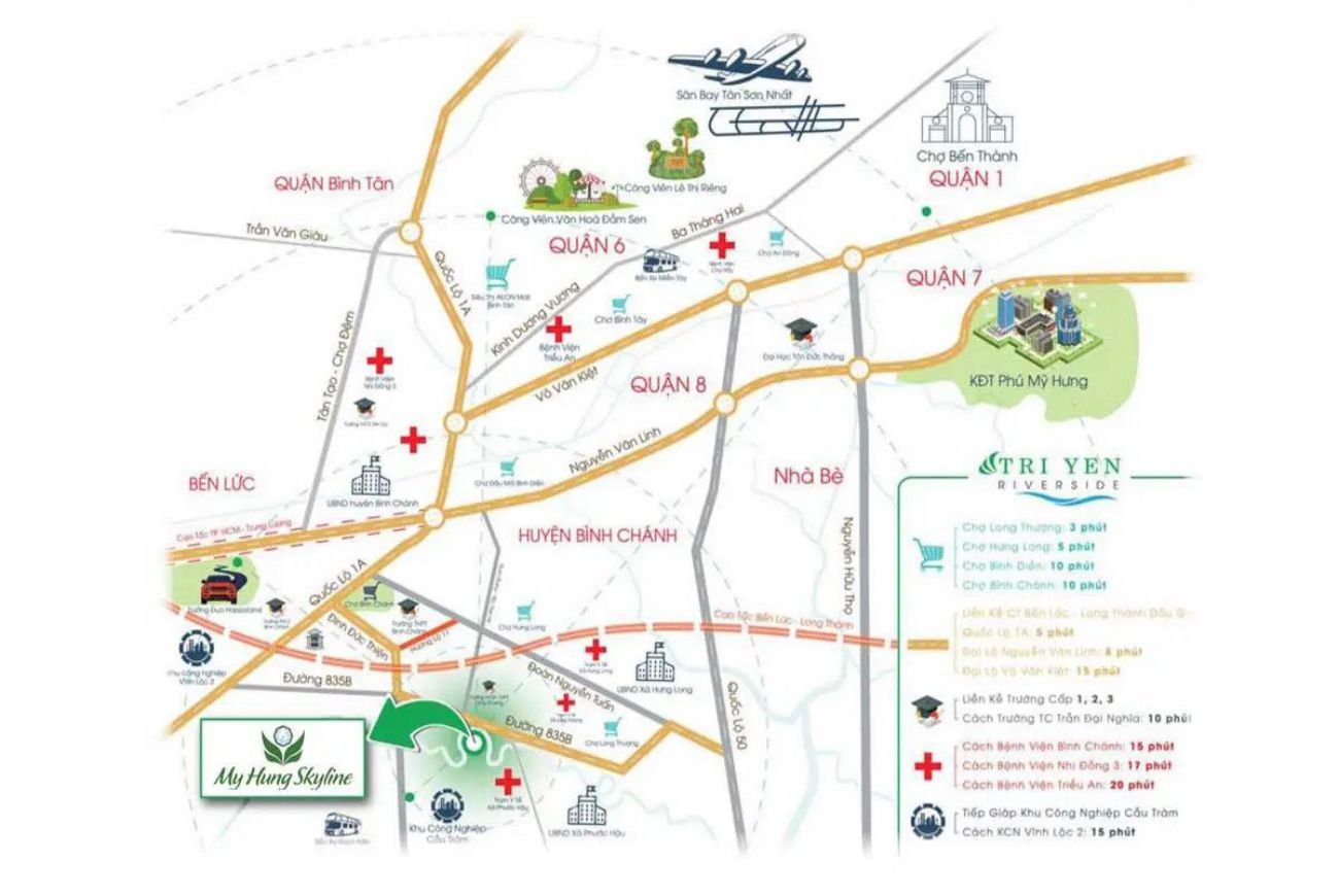 Vị trí dự án Mỹ Hưng Skyline Long An