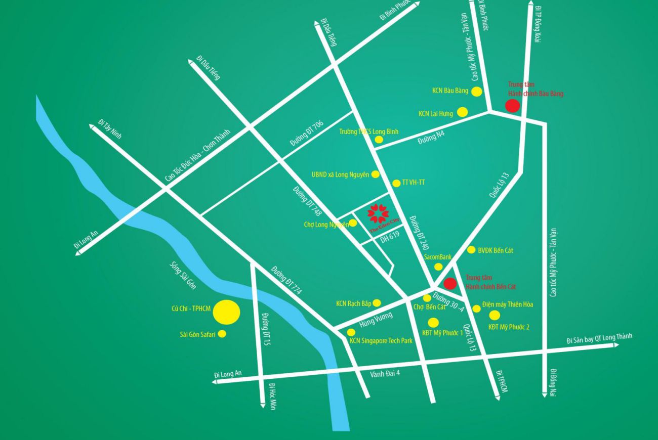 Vị trí dự án The Eden City Bình Dương