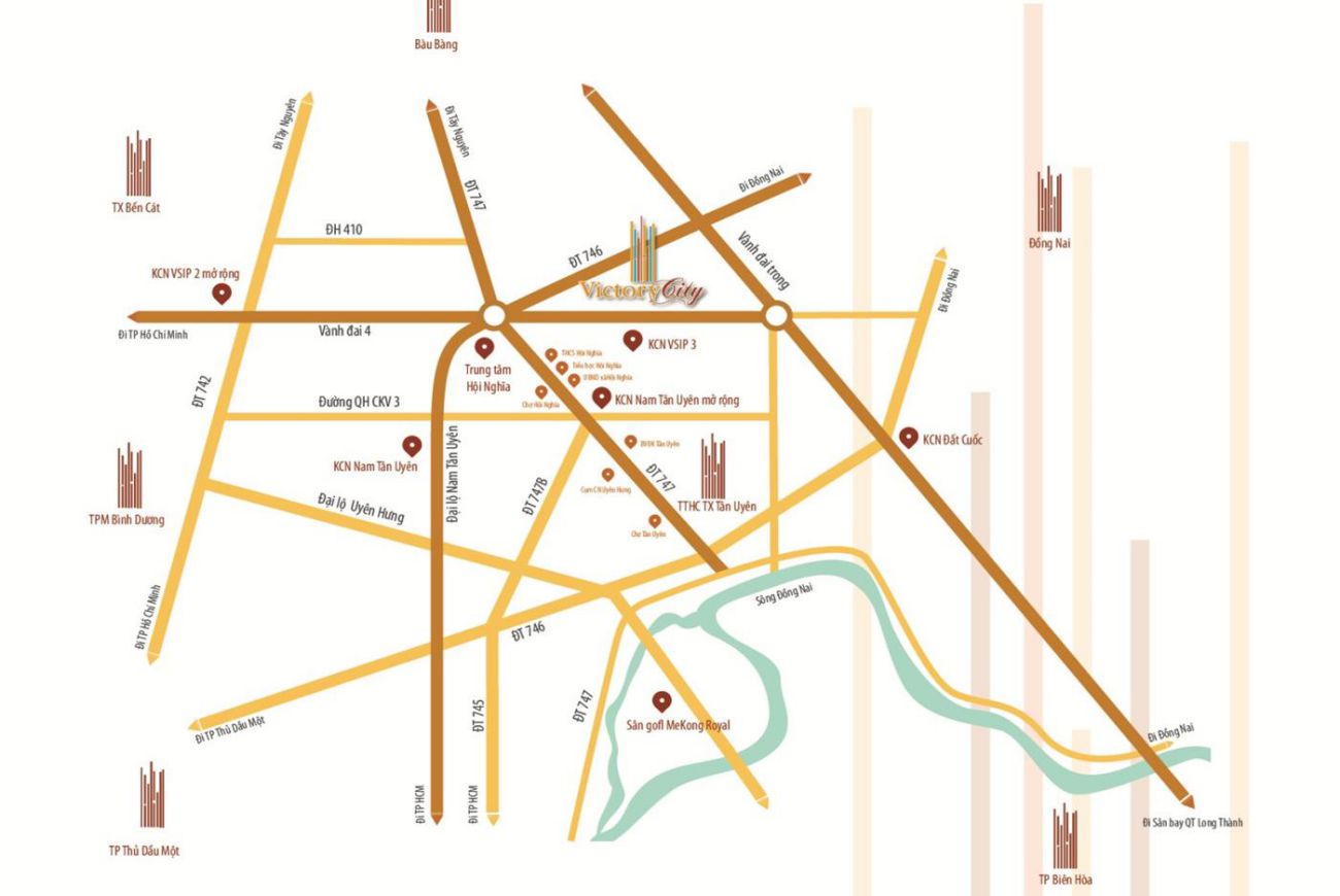 Vị trí chiến lược Victory City Tân Uyên