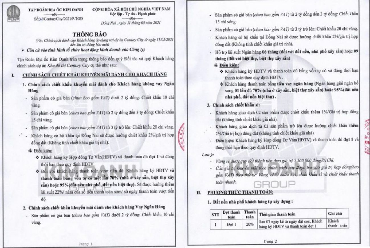 Phương thức thanh Century City Long Thành 