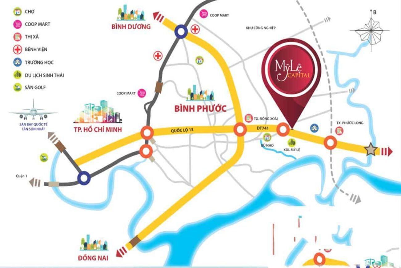 Vị trí dự án Mỹ Lệ Capital Bình Phước