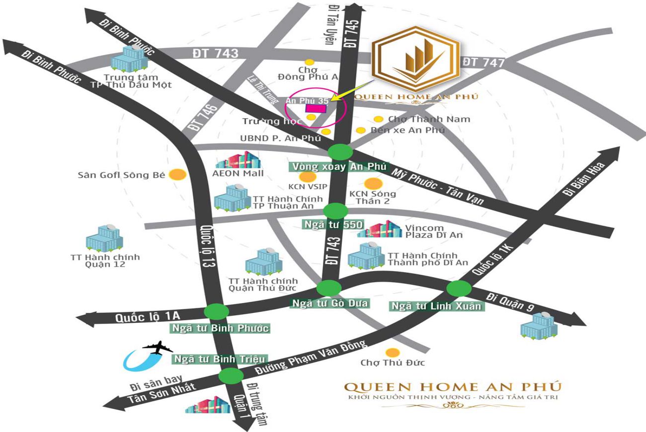 Vị trí chiến lược Queen Home An Phú