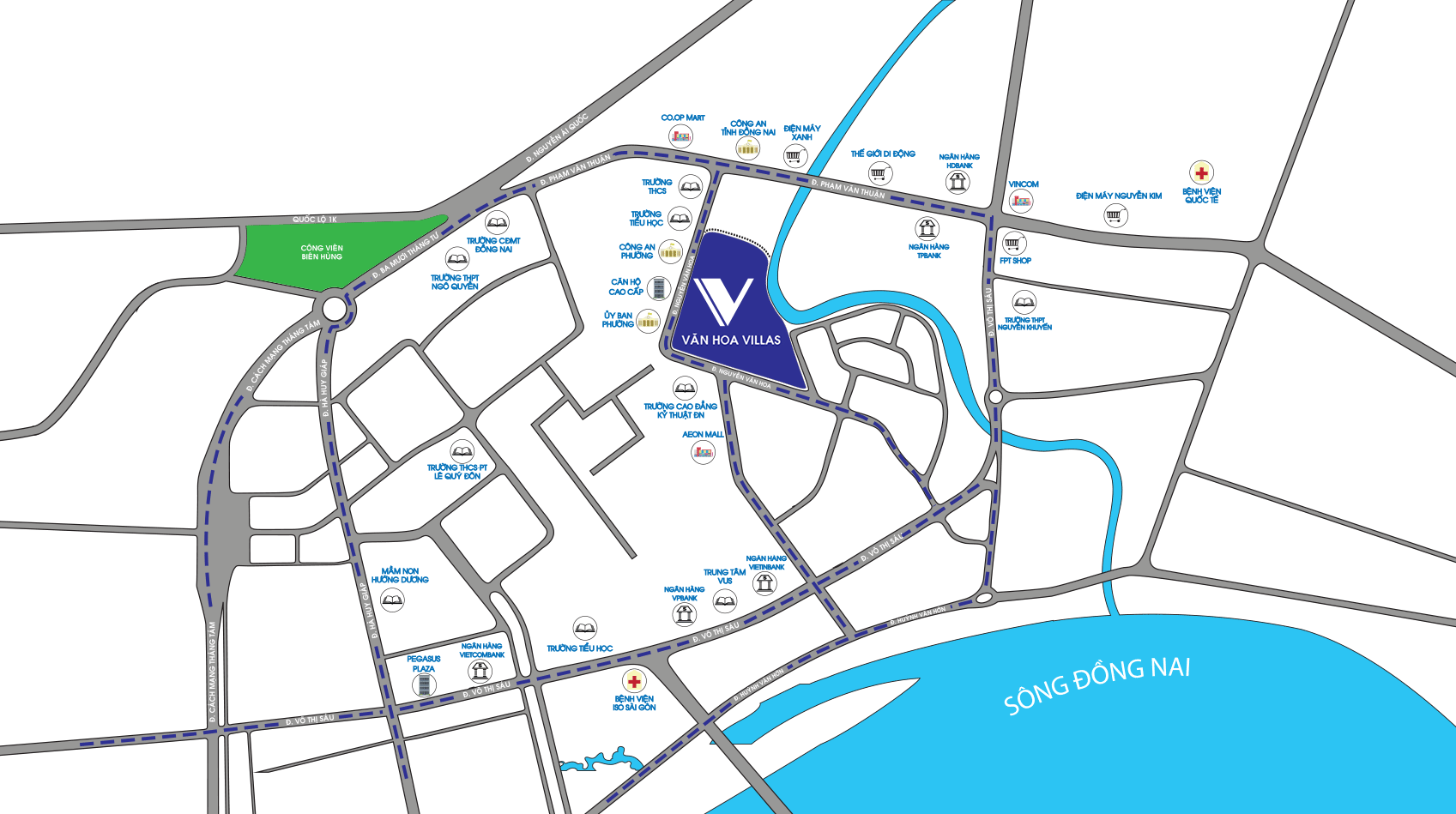 Vị trí dự án Văn Hoa Villas Đồng Nai