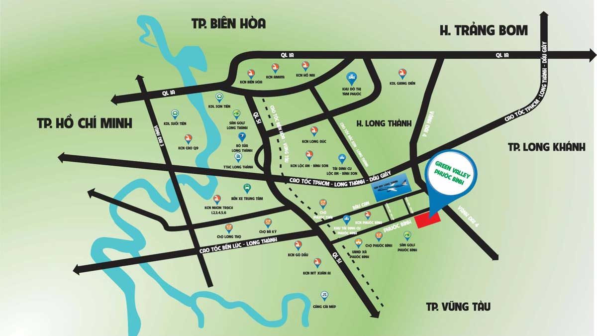 Vị trí dự án Green Valley Phước Bình Đồng Nai