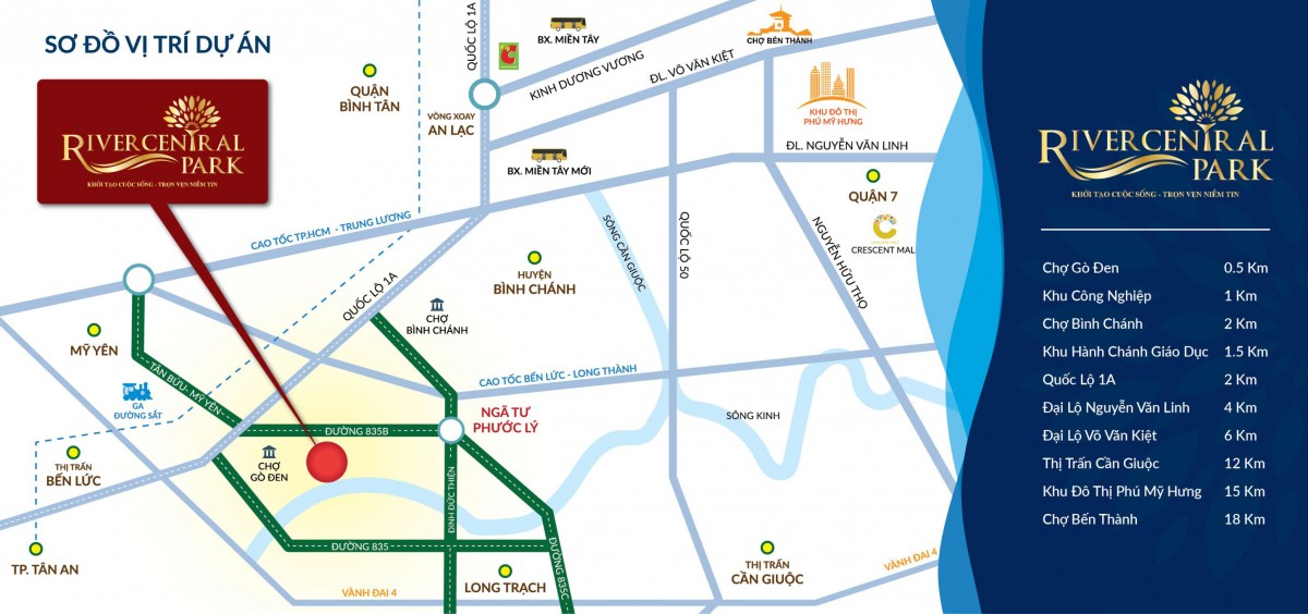 Vị trí dự án River Central Park Long An