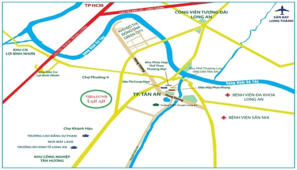 Vị trí dự án Vina Town Tân An Long An