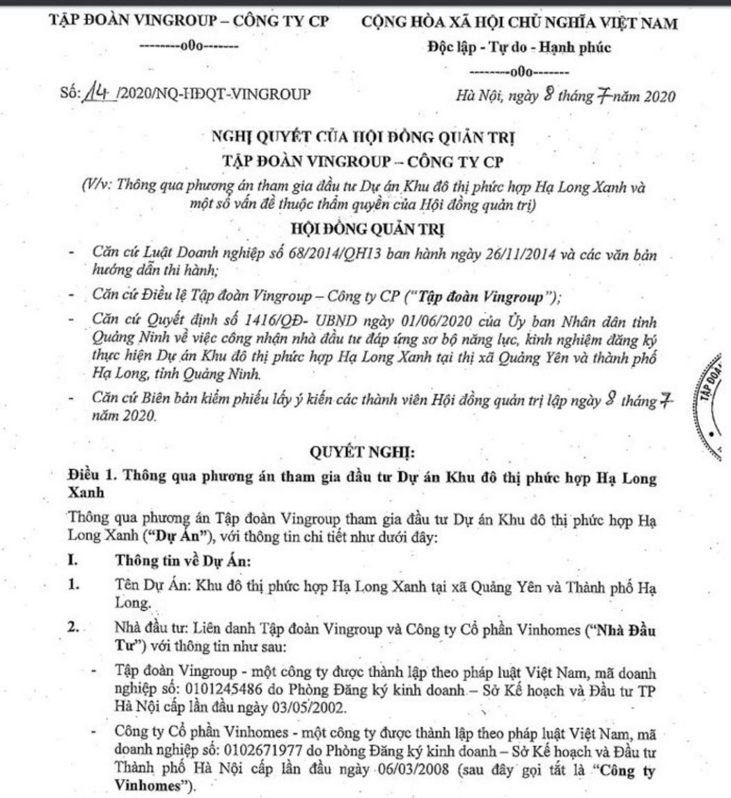 Pháp lý đầy đủ dự án Vinhomes Hạ Long Xanh Quảng Ninh