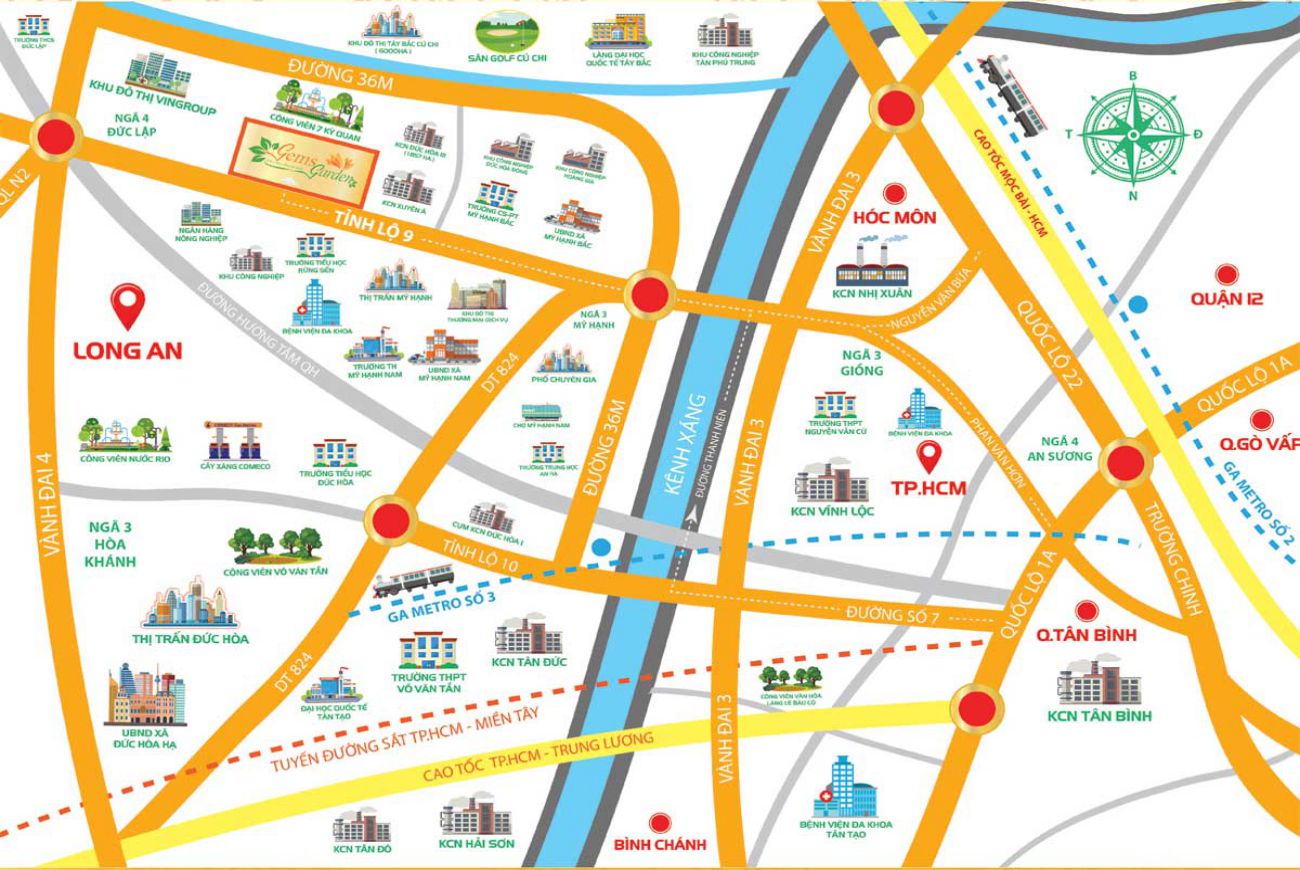 Vị trí dự án Gems Garden Long An
