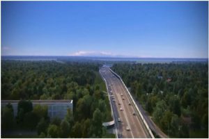 Phối cảnh một đoạn trên tuyến cao tốc Vân Đồn - Móng Cái