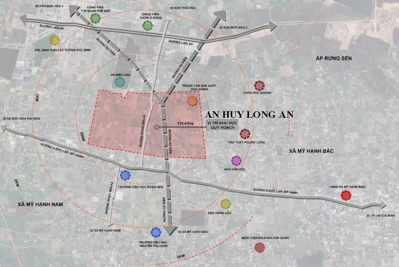 Vị trí dự án Khu Đô Thị An Huy Long An
