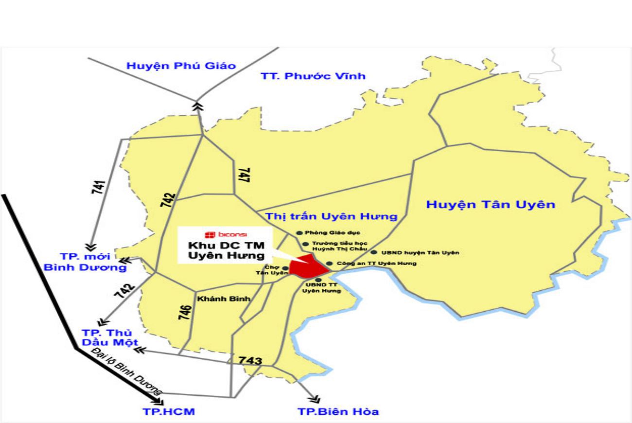 Vị trí dự án KDC Thương Mại Uyên Hưng