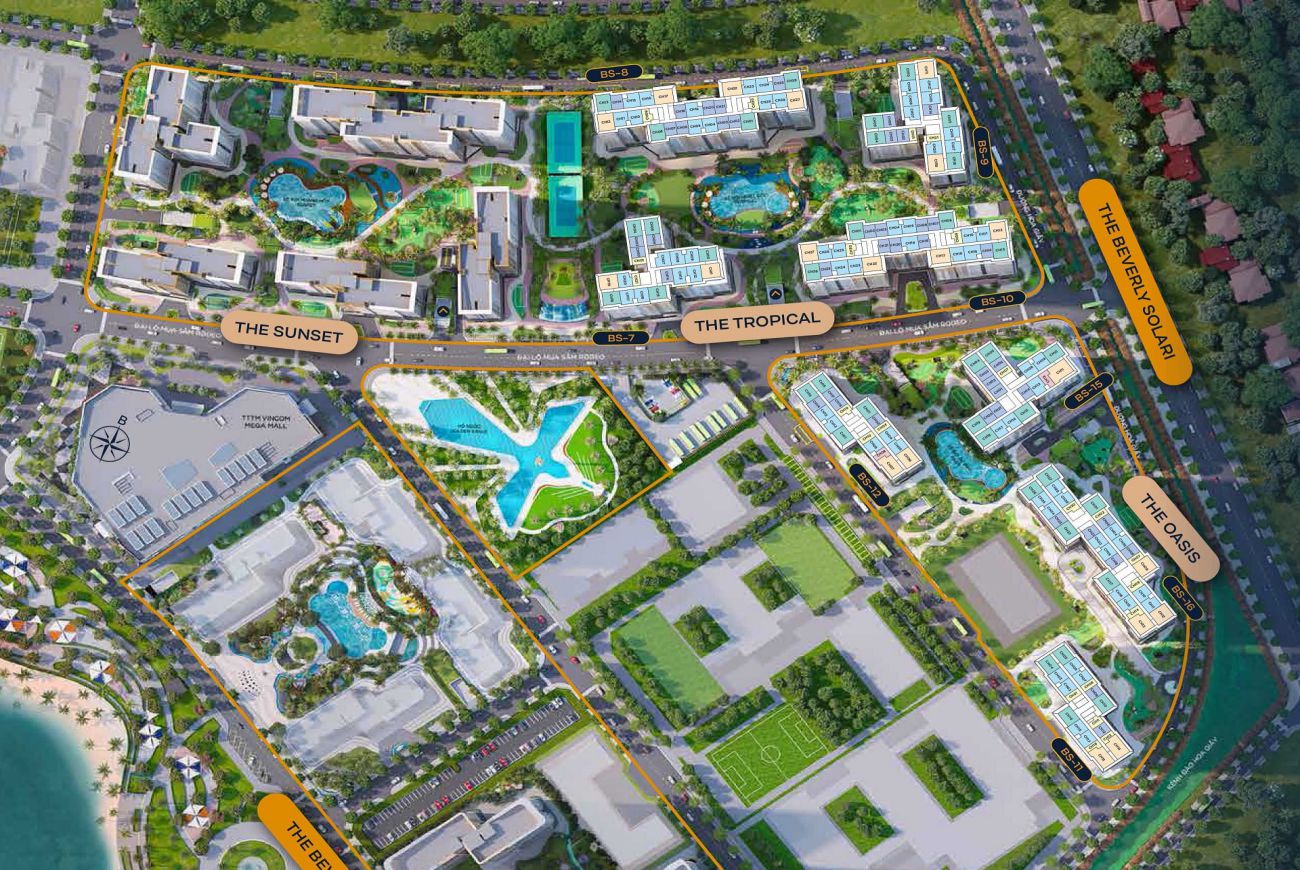 Mặt bằng phân lô của khu đô thị The Beverly Solari