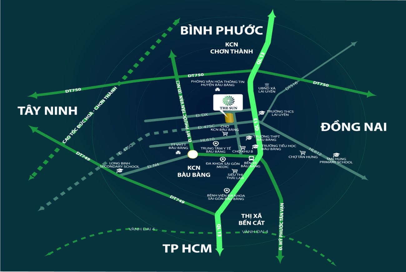 Vị trí dự án The Sun Bàu Bàng