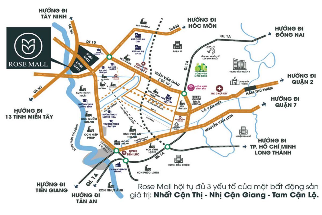 Vị trí dự án Rose Mall Long An