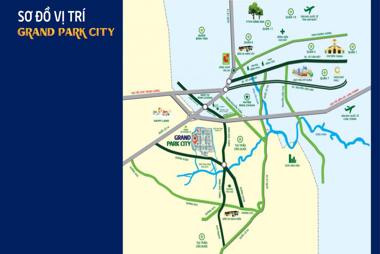 Vị trí dự án Grand Park City Long An