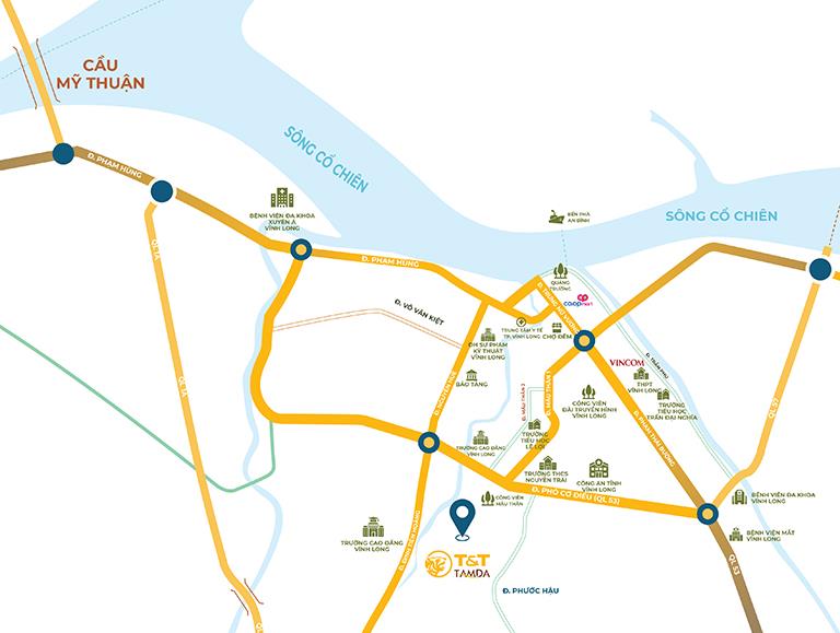 Vị trí T&T Tam Đa Vĩnh Long