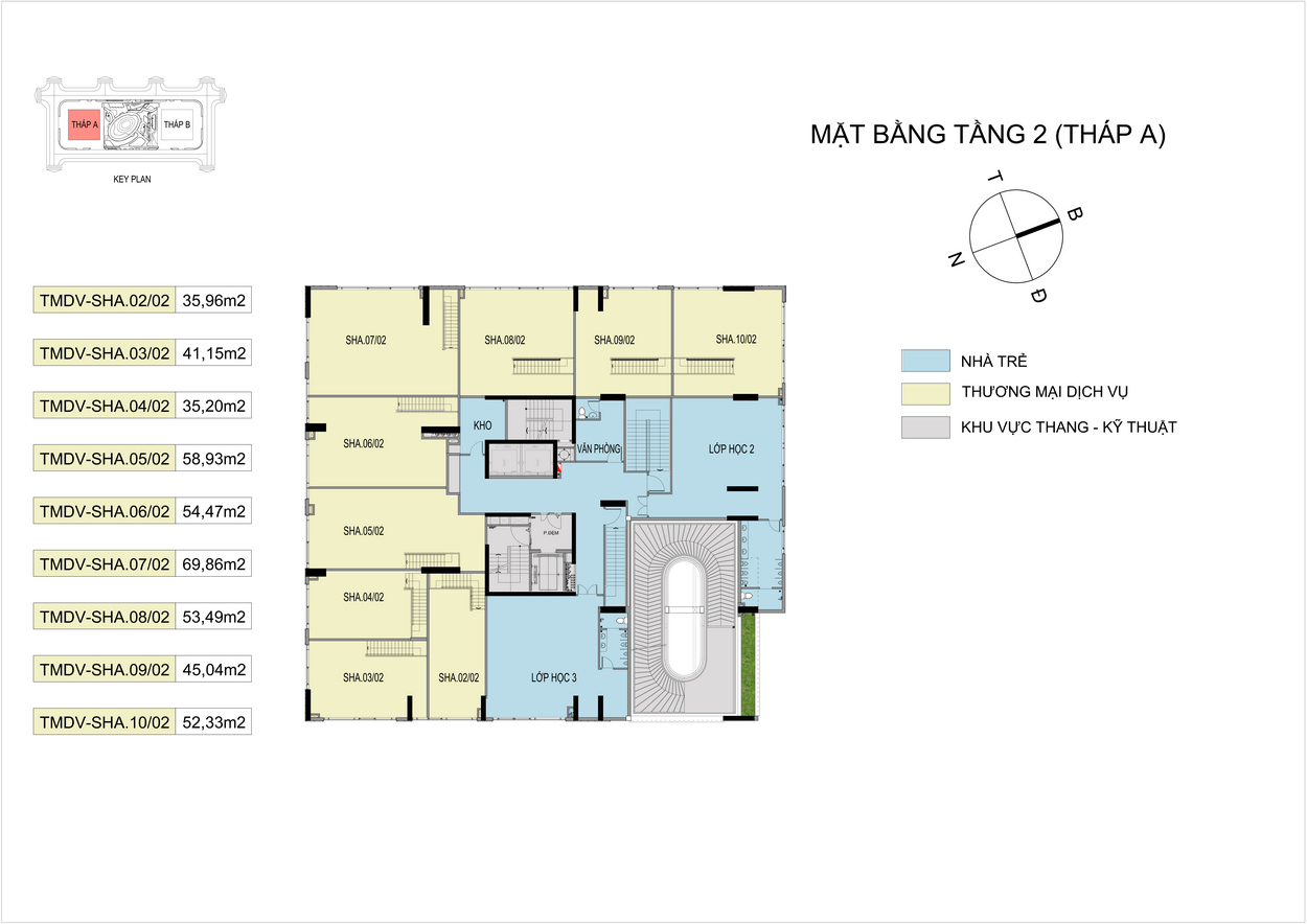 Mặt bằng tầng 2 tháp A Cara River Park